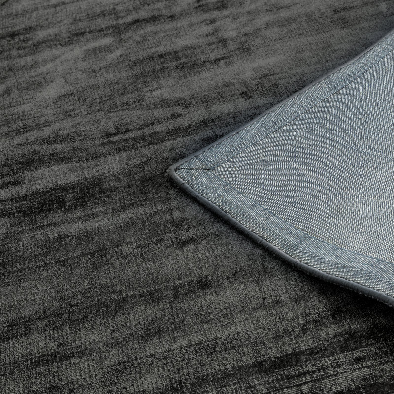 Doris Plain Silky Charcoal/Grey Rug, Rectangle 200 x 290cm