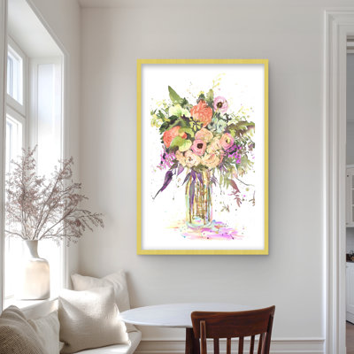 Romantic Bouquet Leaves Illustrative Print | Home Decor Art