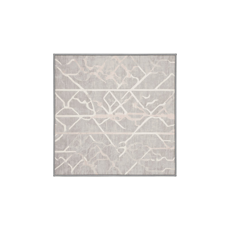 Silky Soft Plush Gray Area Rug, Square 4'