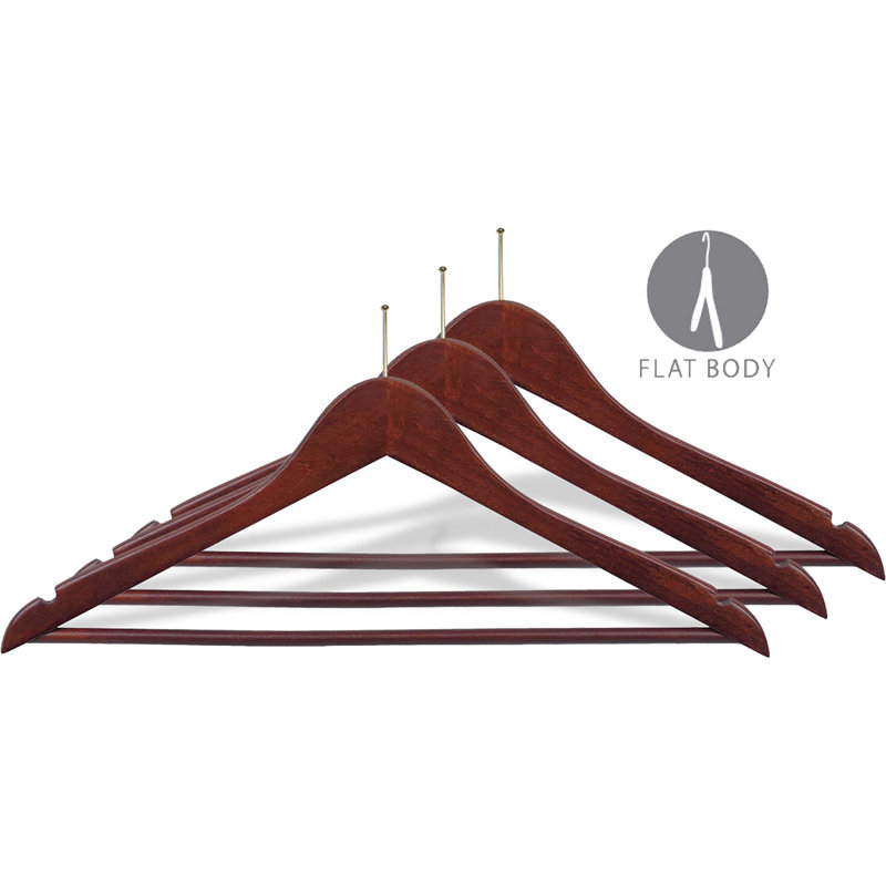 Support en bois anti-vol flat, Noyer, laiton et barre transversale, 100