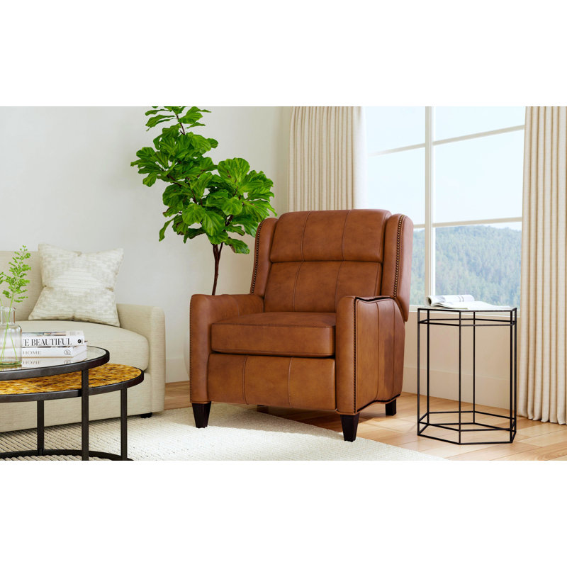 Fauteuil inclinable électrique standard en cuir véritable de 32 po Lancaster, Cuir véritable vert forêt d'Anilina