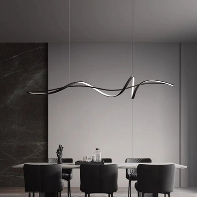 Modern Minimalist Wavy Line LED Light, 3-Color Adjustable, Copper Body