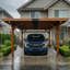 18.3 x 12.6 x 7.8 FT Solid Wood Outdoor Carport with Galvanized Steel Hardtop