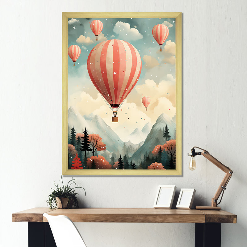 Charme de montgolfière classique, Encadrement doré, H 20 po x l 12 po x P 1 po