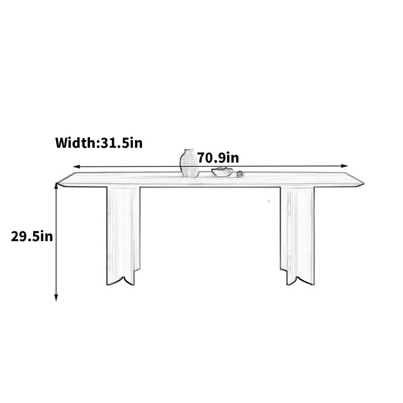 Table de salle à manger Mid-Century, H 29,5 po x L 70,9 po x l 31,5 po