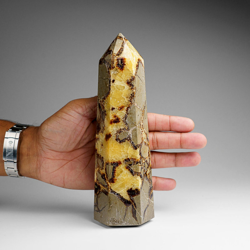 Genuine Polished Septarian Point From Madagascar (1.8 Lbs), 8" H x 2.25" W x 2.5" D