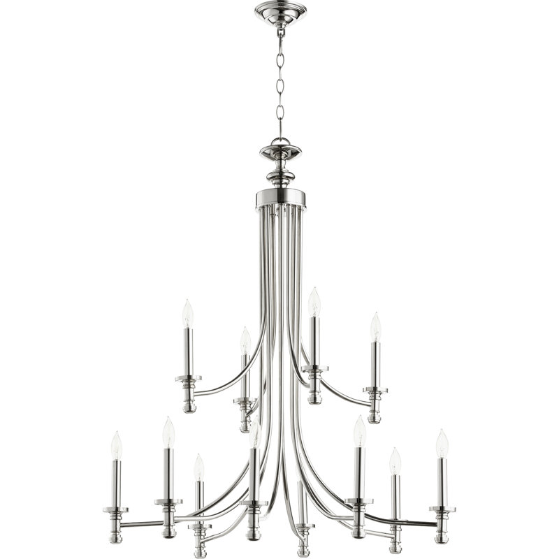 Herman 12 - Light Tiered Chandelier, Polished Nickel