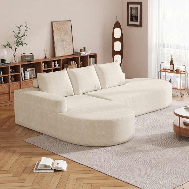 Ensemble de canapé modulaire rembourré en chenille moderne, meubles de salon modulaires en L avec sièges très larges et coussins