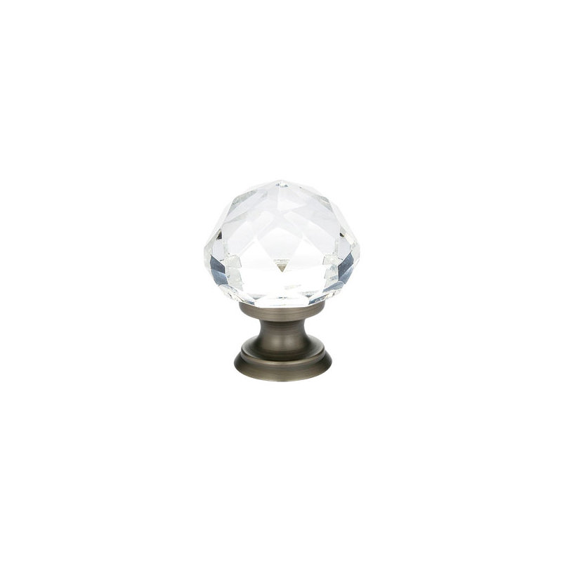Crystal Round Knob, 1", Pewter
