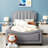 Upholstered Daybed With Classic Stripe Shaped Headboard-596423779