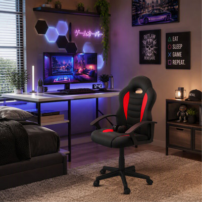 Kids Gaming and Student Racer Chair with Smooth Rolling Wheels, Ergonomic Design with Sturdy Frame, for Gaming and Study Room