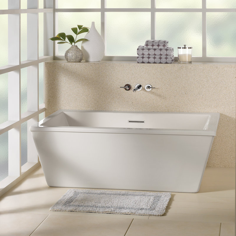 MTI Solutions Freestanding Soaker Tub, Biscuit