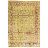 Hand Knotted Wool Area Rug in Gold And Red
