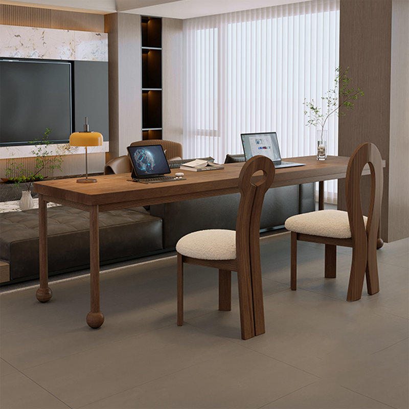 Bureau d'écriture rectangulaire en bois massif noyer, H 29,53 po x l 94,49 po x P 23,62 po