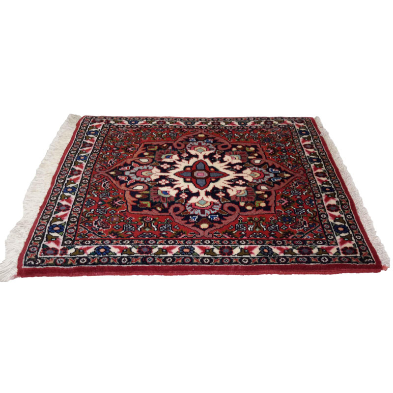 Tapis oriental rouge / bleu marine en laine et coton 1 pi 1 po x 2 pi 1 po Rukmani