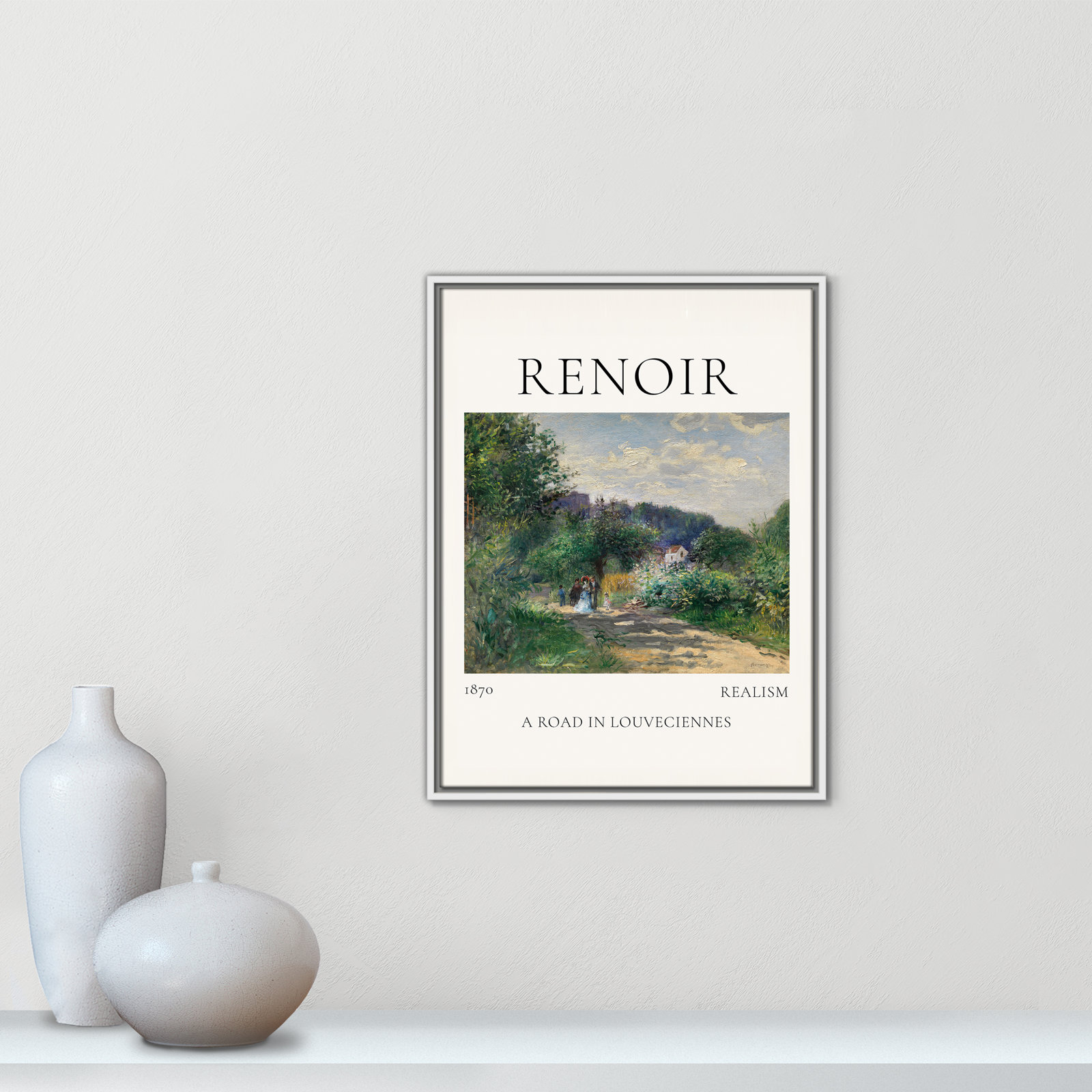 Rocchetto "A Road in Louveciennes" Print, White Floater Frame, No, 25.5" H x 19.5" W x 2" D