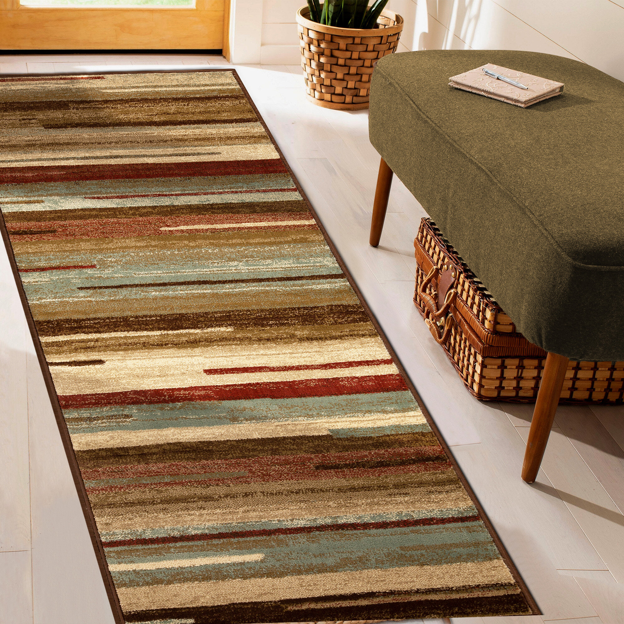 Steelside™ Contemporary Stripes Abstract Lines Indoor Area Rug or Runner   Reviews | Wayfair