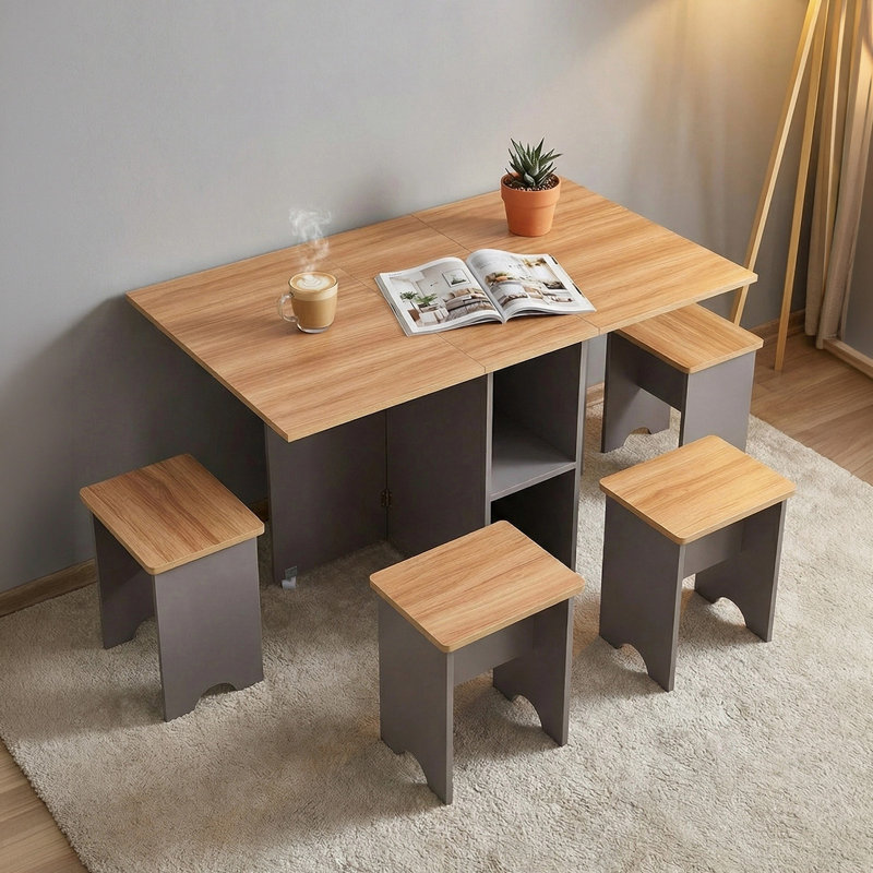 4 - Person Dining Set, Grey/Brown, Grey