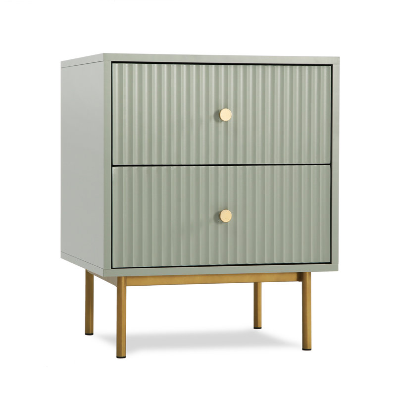 Aivis 50cm W Metal Bedside Table, Green