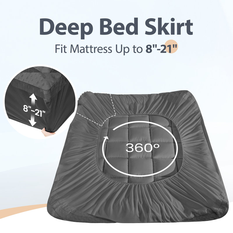Sommeil 3 pouces matelas surmatelas 2 en 1, Gris, Très grand simple
