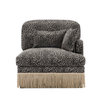 Canapé RSF léopard chenille avec coussins - noir kaki