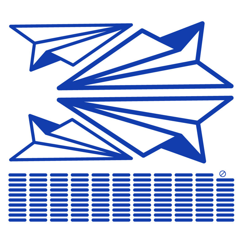 Adhésif décoratif papier avion, H 30 po x l 33 po x P 0,01 po, Bleu foncé