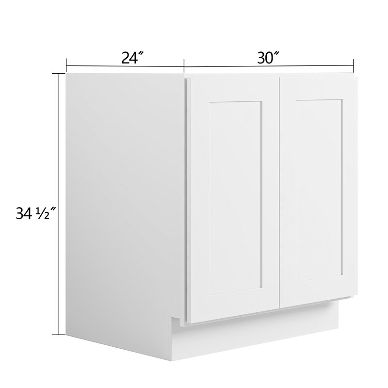 30” Modern Shaker Modular Base Cabinet for Kitchen Storage Solid Birch Frame Soft-Close Drawer Slides Adjustable Shelf