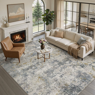 Abstract Modern Boho Area Rug Pet Friendly Washable Rug Non-Slip Low-Pile Rugs