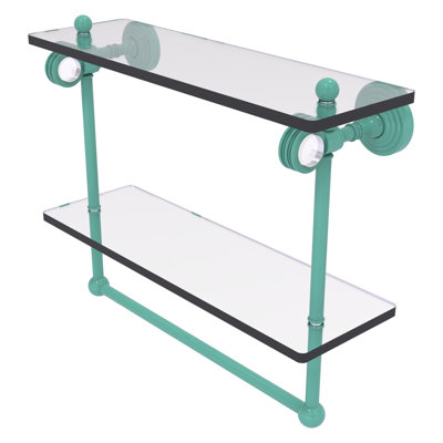 Pacific Grove Collection Inch Double Glass Shelf with Towel Bar and Dotted Accents PG