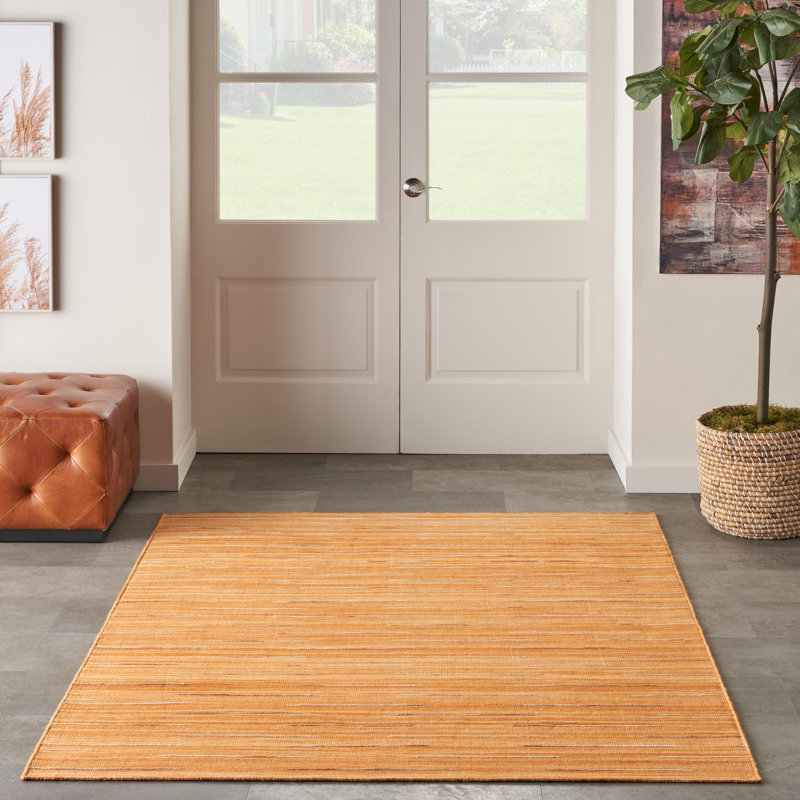 Anerinda Solid Hand Loomed Wool/Cotton Area Rug in Orange, Rectangle 5'3" x 7'3"