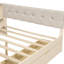 Lit plateforme en bois crème avec tête de lit tapissier, rangement intégré et support de rangement,