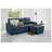 Convertible L-Shaped Sectional Sleeper Sofa with Polyester Upholstery, Blue