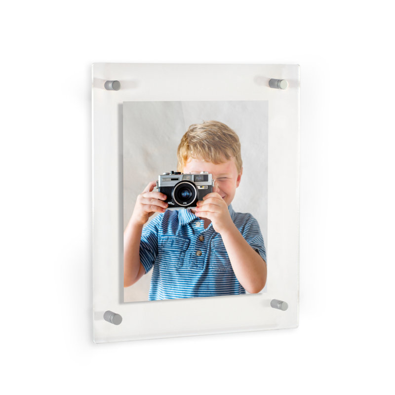 Matte Floater Picture Frame, 14" x 18", Muted Chrome