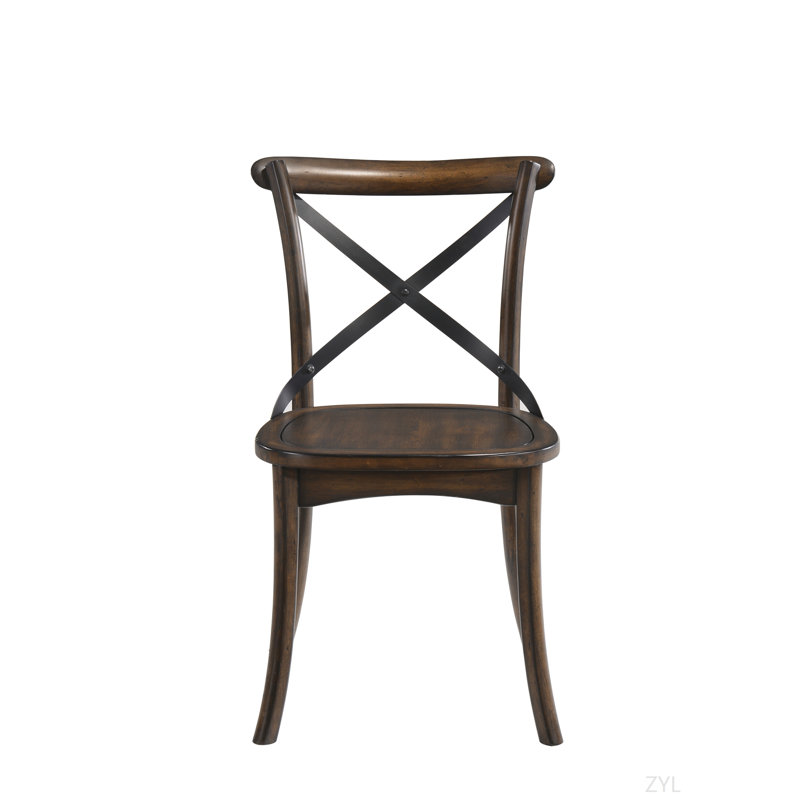 Chaise d'appoint en chêne foncé et finition en métal noir (ensemble de 2)