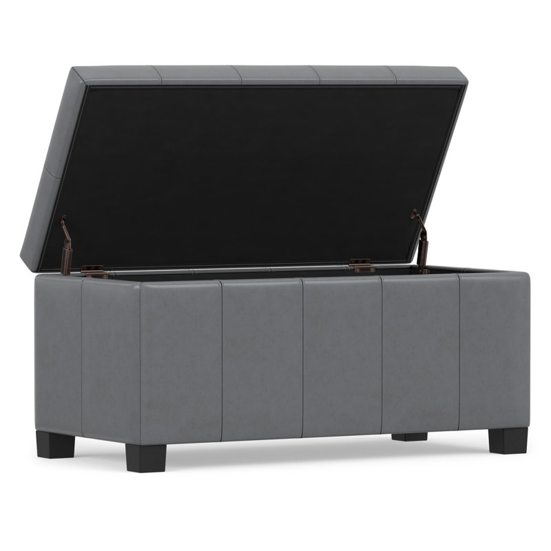 Repose-pieds rectangulaire avec rangement relevable Dover, Similicuir gris pierre