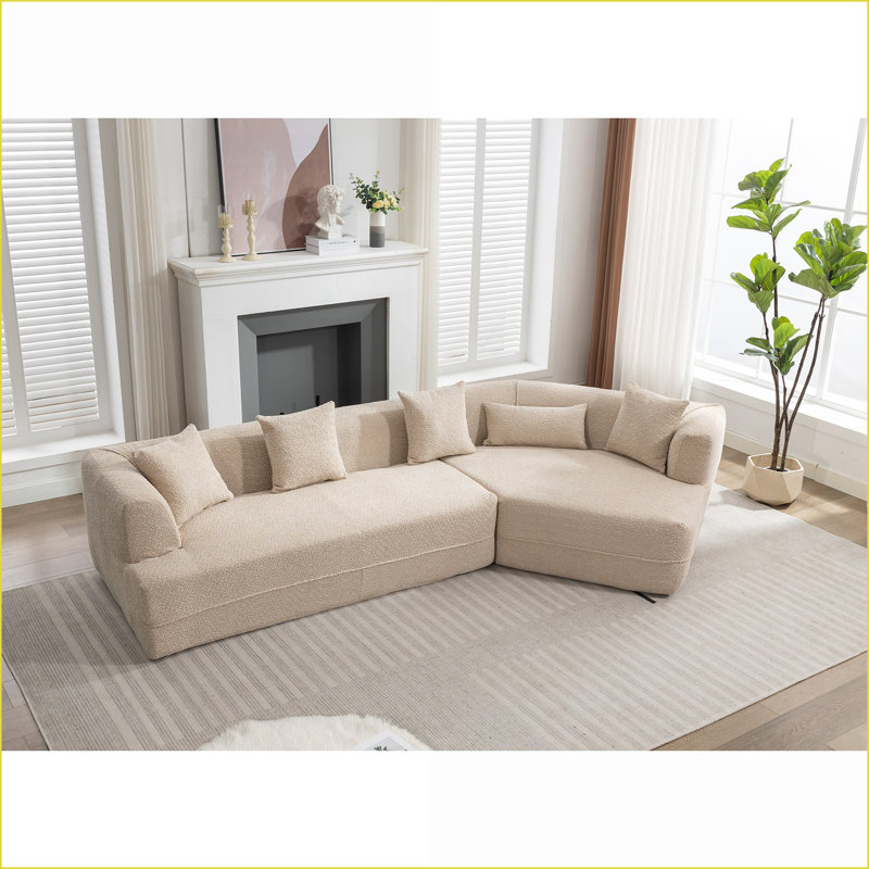 Canapé modulaire modulaire à 3 places en tissu Boucle | Noyer brun, Boucle brun clair