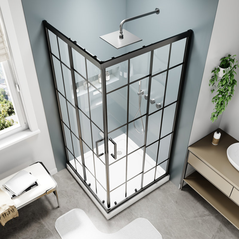 Cabine de douche carrée à double porte d'angle avec verre trempé 1/4 "l 36" x P 36 "x H 71"