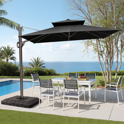 11' X 9' Rectangular Cantilever Umbrella With Heavy Duty Base