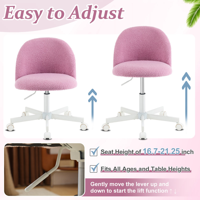 Randelle 21.85" W Teddy Fabric Swivel Task Chair , Taro Purple