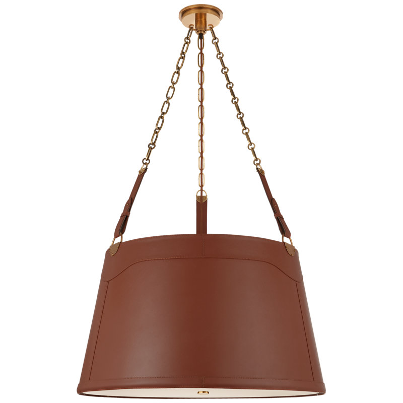 Karlie 3 - Light Chandelier, Natural Brass/Saddle Leather