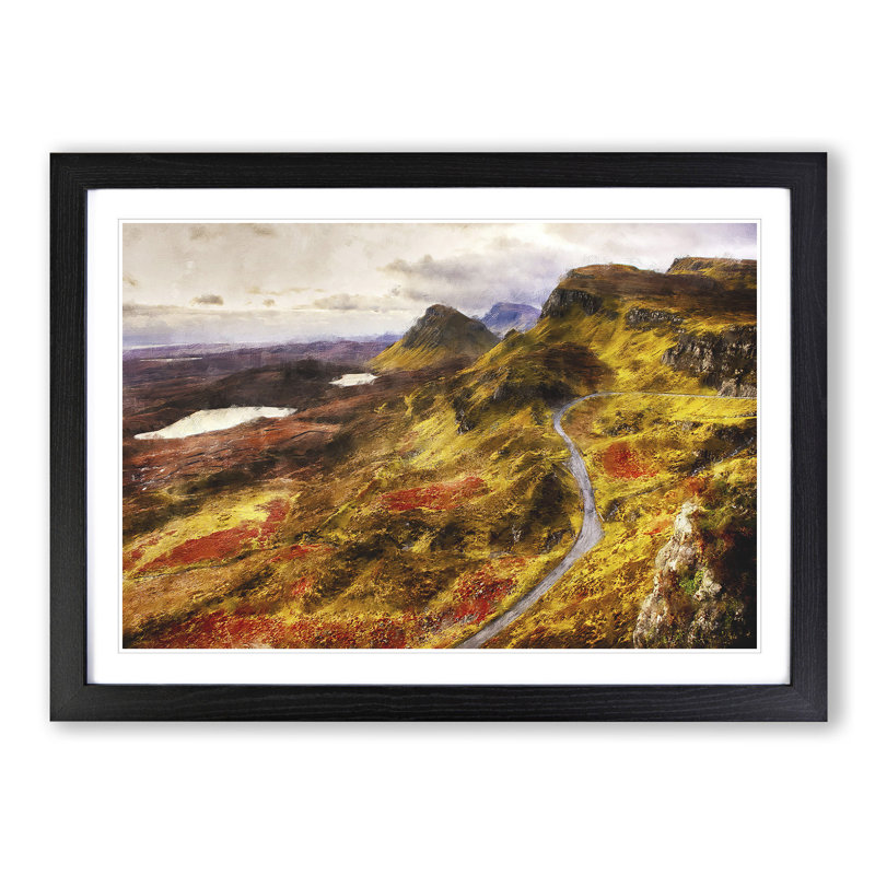 Mountain View in Scotland - Picture Frame Painting Print, 24cm H x 33cm W x 2cm D, Black Framed