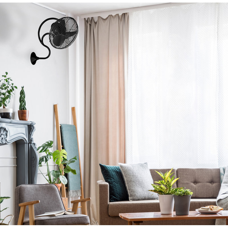 13in Oscillating Wall Fan, Matte Black