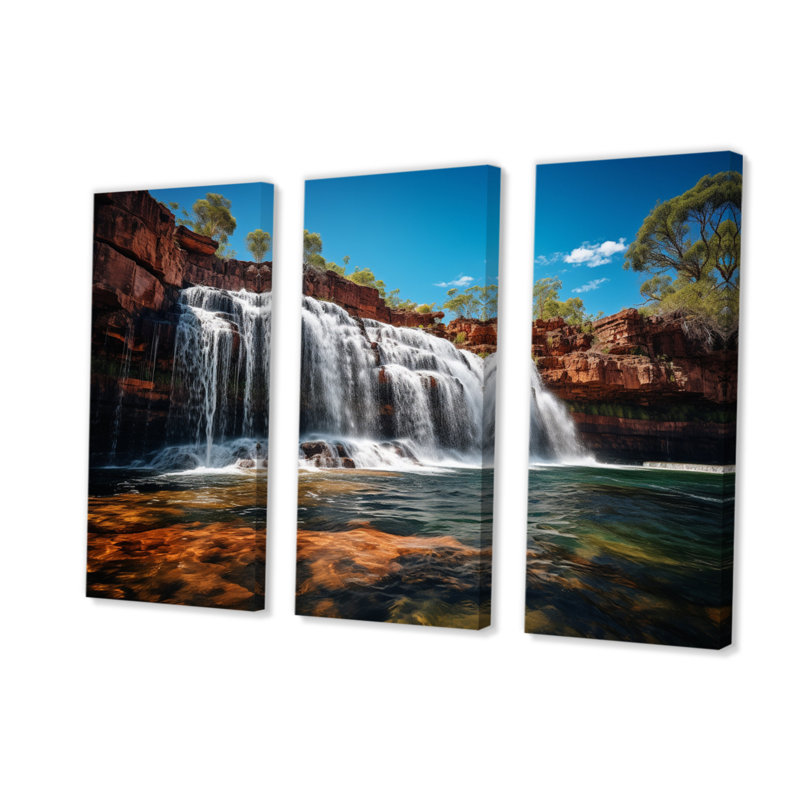 «Australie Waterfall Symphony I», reproduction sur toile 3 pièces, H 28 po x l 36 po x P 1 po