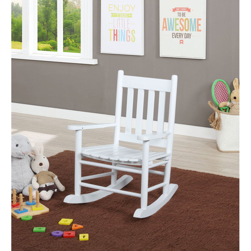 Qualité exceptionnelle - Chaise berçante pour enfants en bois massif à dossier à lattes Terzenbach, Noir, noir, noir, noir