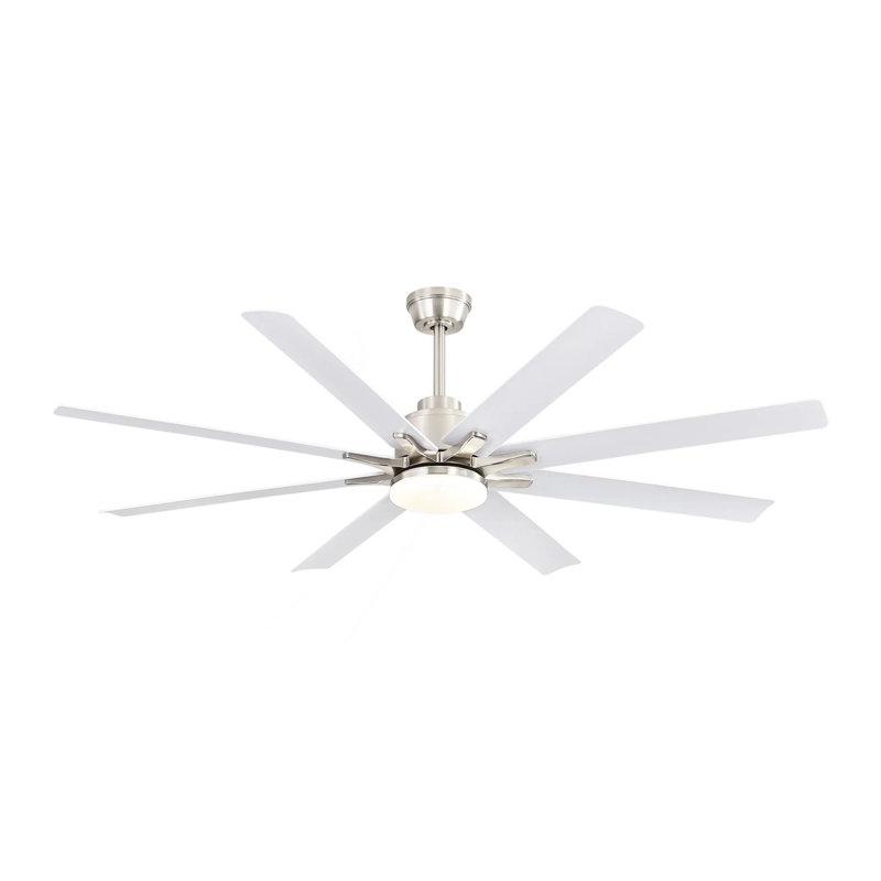 Ventilateur de plafond à profil bas de 66 pouces avec lumières à intensité variable et moteur à courant continu réversible silencieux à 6 vitesses pour l'intérieur
