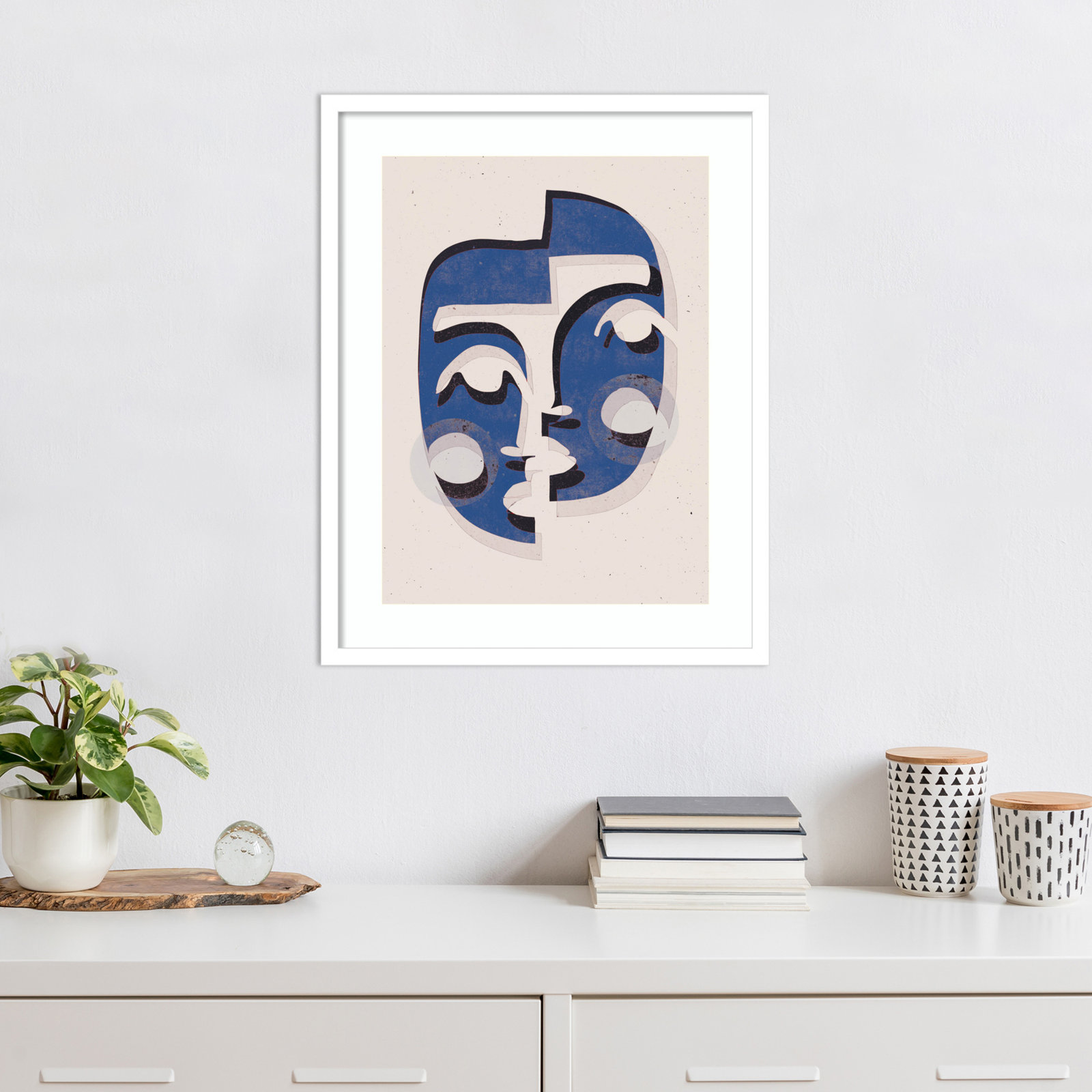 The Blue Mask by Treechild, White, 25" H x 20" W