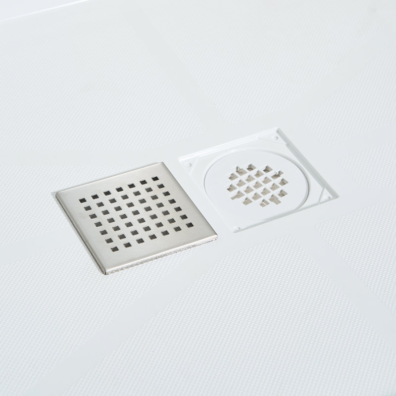Base de douche à seuil simple 48 po x 36 po SMC, antidérapante, drain central
