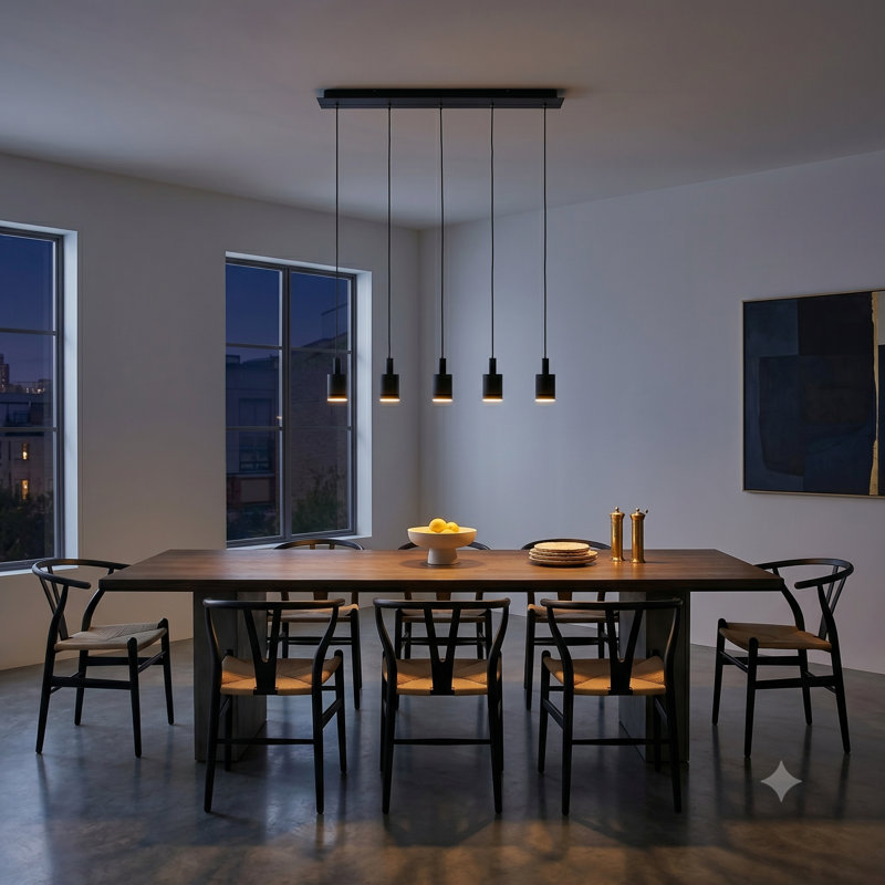 Essoura 5 - Light Kitchen Island Pendant, Black/Black