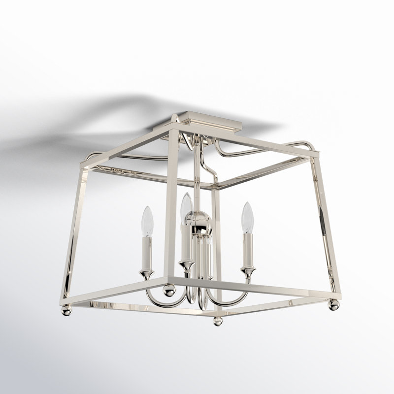 Plafonnier semi-encastré 4 lumières 16 po, Nickel