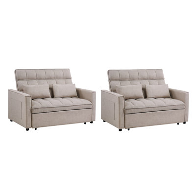 Monseratt 54" Wide Upholstered Office Reception Sofa Bed With Piped Detailing